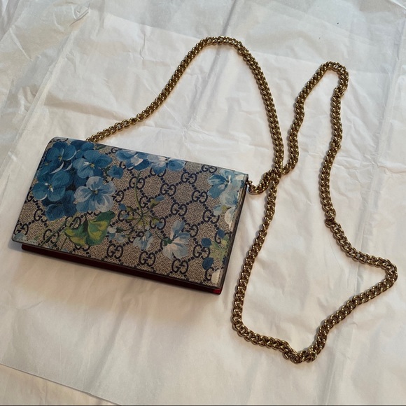 Gucci Chain Wallet Blooms Print GG Coated Canvas - Picture 8 of 14